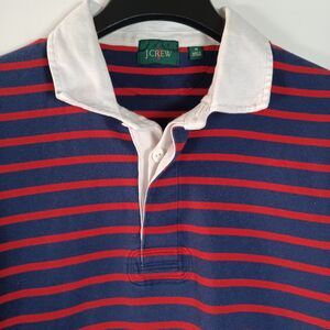 J. Crew Rugby Polo Shirt Mens Medium Stripe Preppy Blokecore Soccer Nautical